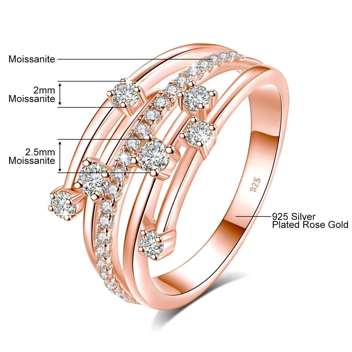 Szjinao Brand Trendy  Moissanite Ring Eternity Wedding Band Solid 925 Silver Rings For Women Jewelry Engagement Gift Dropship