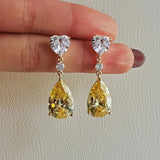 Drop Earrings with Bright Yellow Crystal Accessories Exquisite Jewellery Gift.