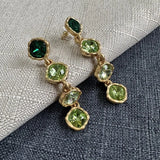 Fashion Jewellery Full Zircon Inlaid Colorful Glass Geometric Stud Earrings Elegant Accessory.