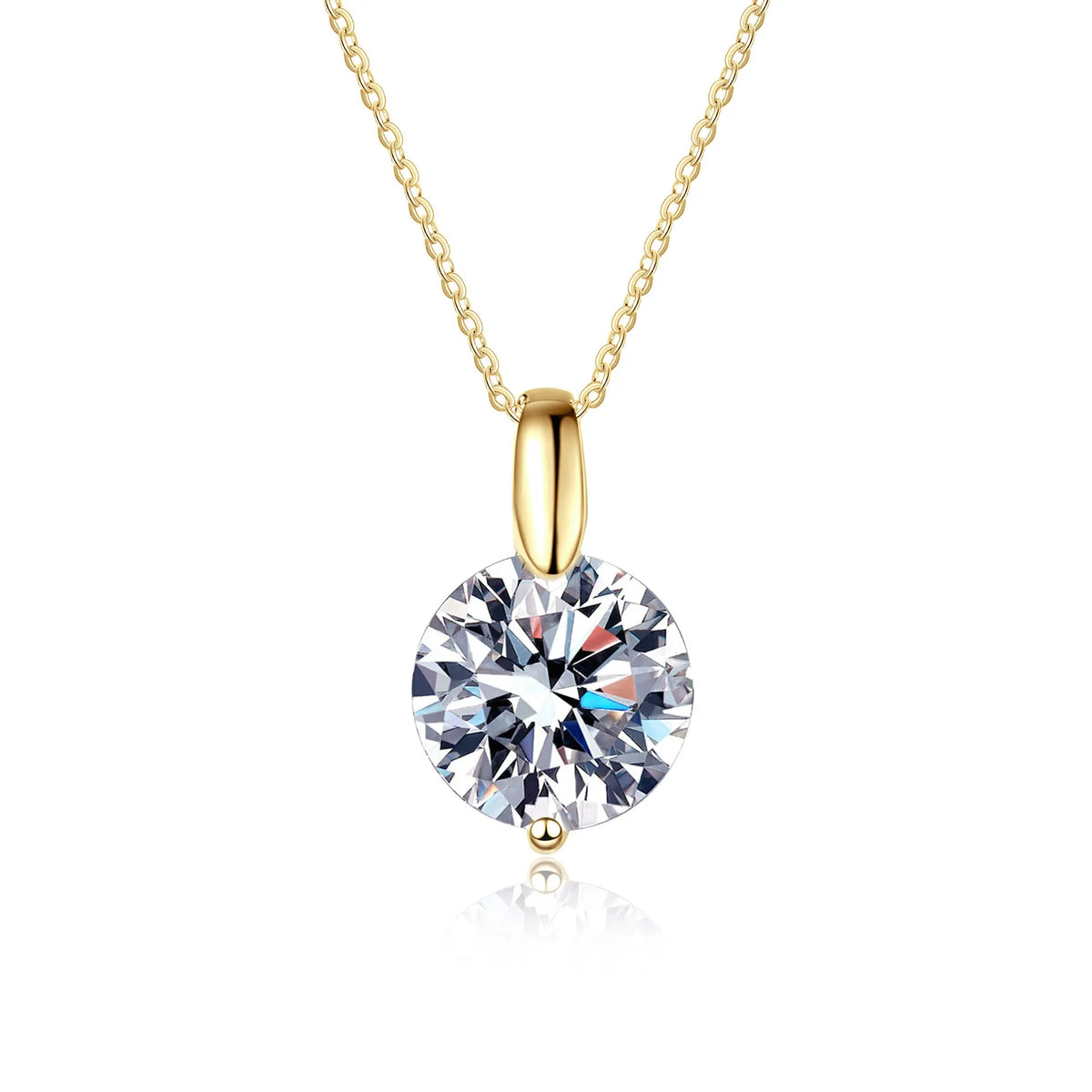 2CT 1CT D Color Real Moissanite Pendant Necklace S925 Silver Chain 14K Yellow Plated Necklaces Jewellery.