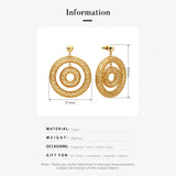 Bicyclic Ring Hollowed Out Drop Earrings For Women Brass Gold Color Earrings.