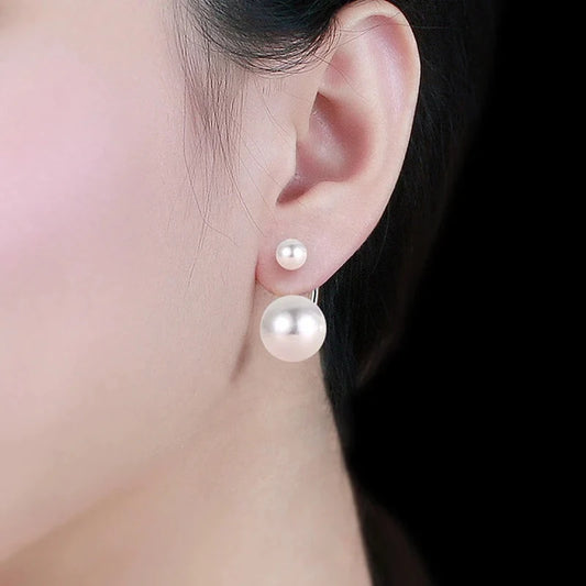Double Imitation Pearl Earrings Creative Design Fashion Versatile  Earring Jewellery.