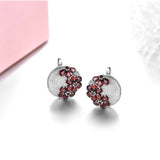Natural Red Garnet Solid Silver Clip Earring 5.2 Carats Genuine Garnet Faced Cut Elegant Style.