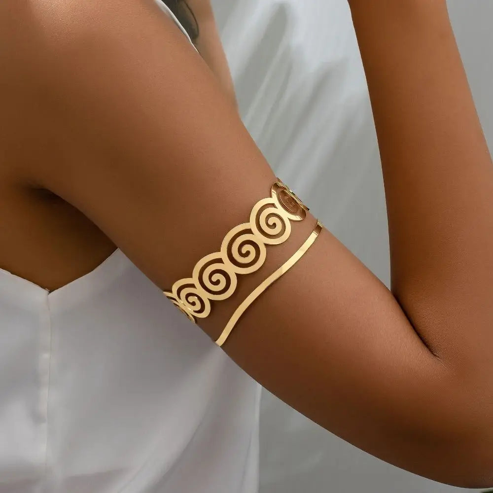Elegant Metal Tassel Opening Arm Chain Adjustable Multi Style Bangle Retro Fashion Arm Bracelet.