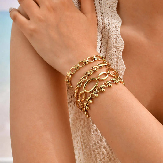 Chunky Bold Bracelets, Stainless Steel, Bracelet Gold Plated Tarnish Free.