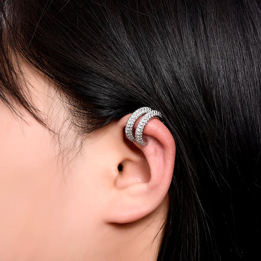 Round C Shape Cartilage Clip Earrings, Fake No Pierced Earrings AAAAA Zirconia Geometric Jewelry Gold Silver.