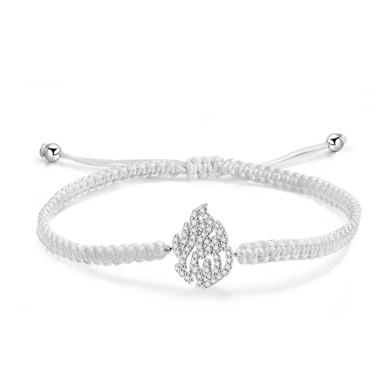 MUXIFC All Moissanite Bracelets Braided-rope Adjustable Hand Chain For Women Men 925 Silver Fashion Flame Bracelet GRA Jewelry