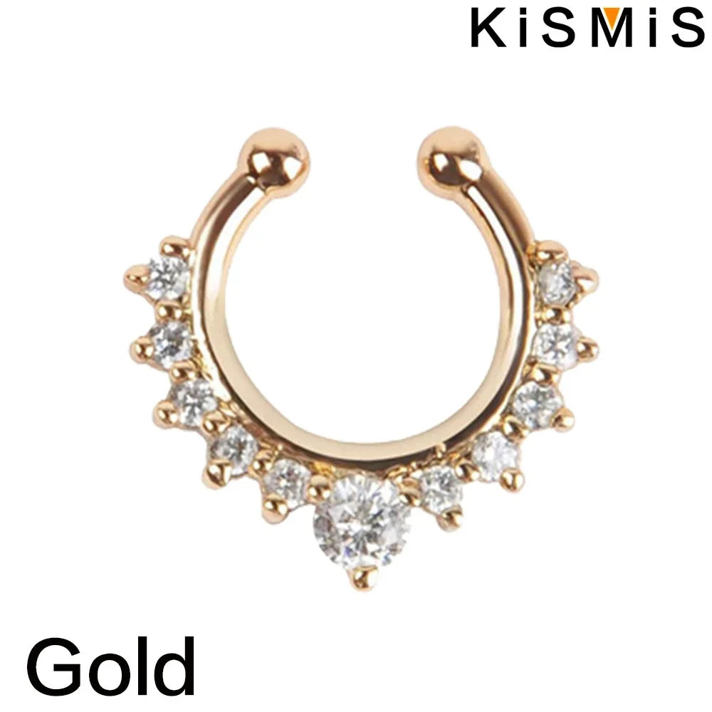 1PC Fashion Rhinestone Nose Ring Lip Ring Faux Septum Rings Unisex Jewelry.