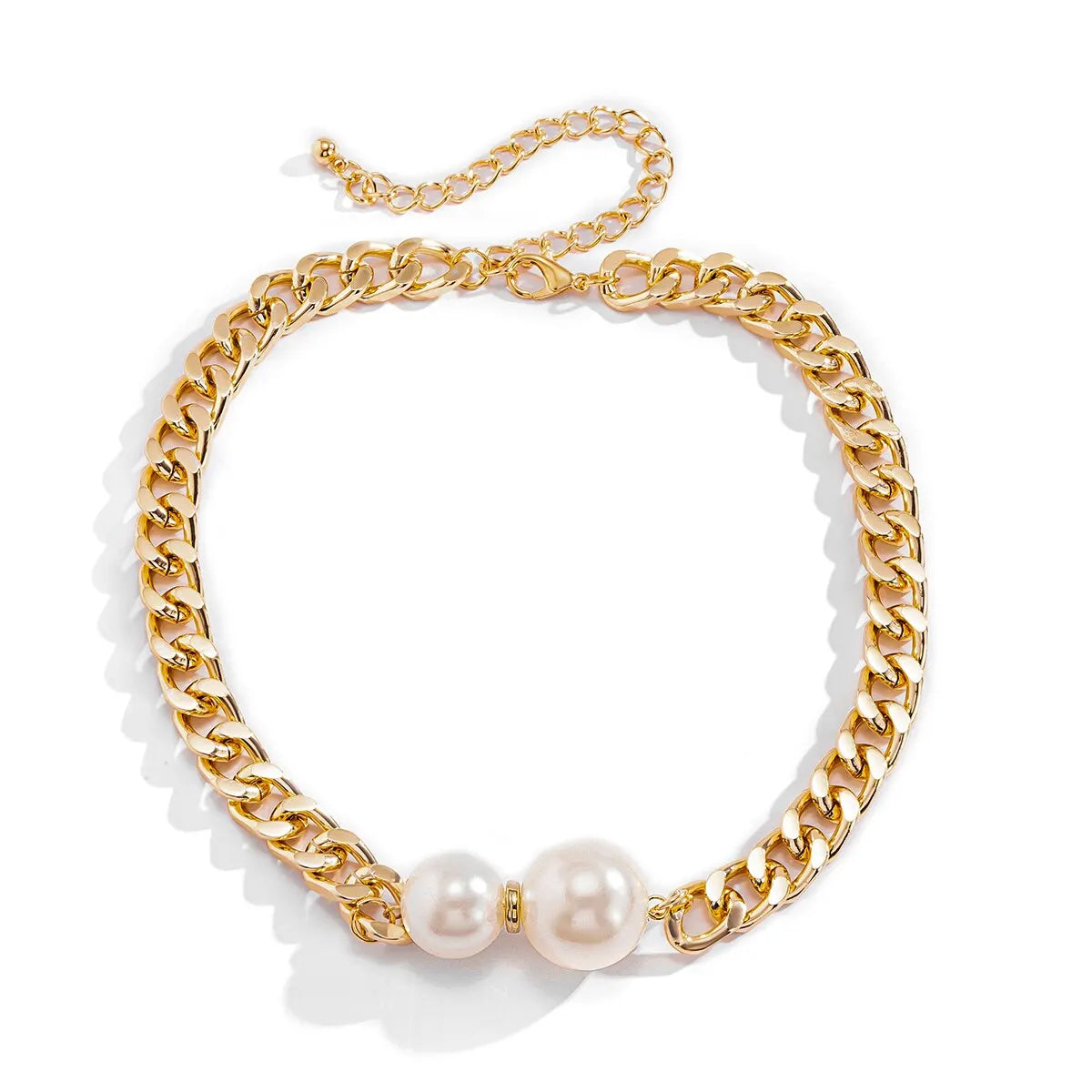 Vintage Punk Cuban Necklaces Women Gothic Imitation-Pearl Pendant Necklace