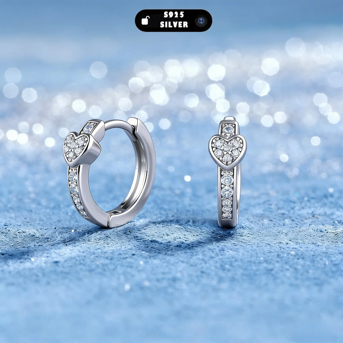 0.2CTW Moissanite Heart Hoop Earrings 925 Silver Minimalist Jewelry for Women jewellery.