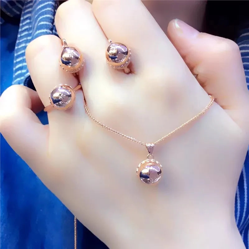 Purple Gold glossy Round sets Exquisite Light Luxury Plating 14k Rose Gold set.