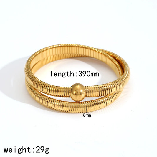 Fashion 18K Gold Plated Stainless Steel Elastic Bracelet Jewellery.