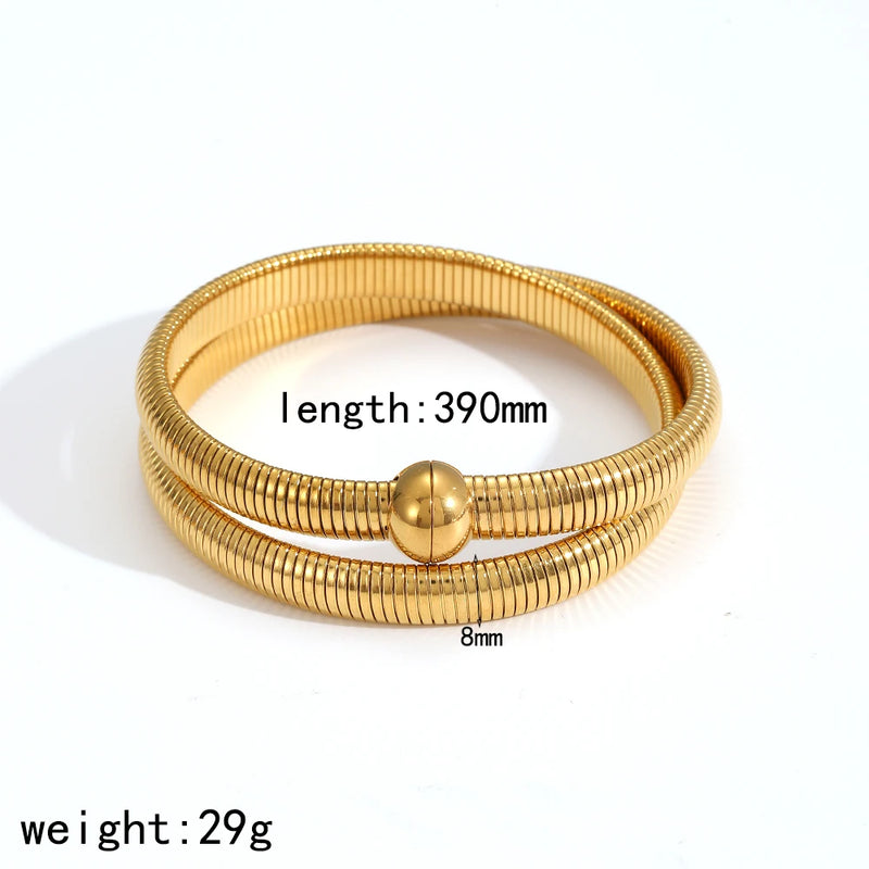 Fashion 18K Gold Plated Stainless Steel Elastic Bracelet Jewellery.