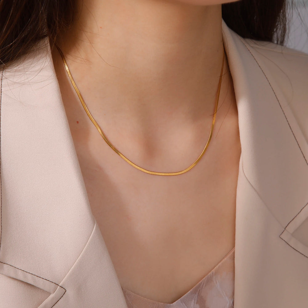 pretty Stainless Steel Necklace Gold Color Neck Jewelry