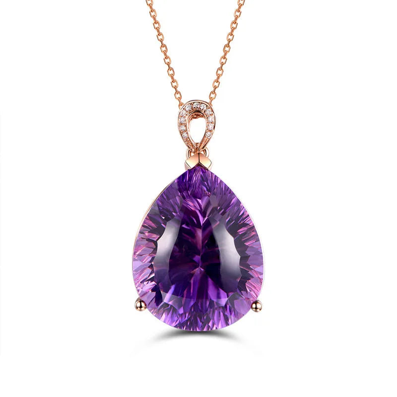 Natural Purple Amethyst Quartz Brazil Faceted Heart Love Pendant Silver Healing Stone Necklace AAAAAA