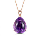 Natural Purple Amethyst Quartz Brazil Faceted Heart Love Pendant Silver Healing Stone Necklace AAAAAA