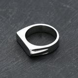 316L Stainless Steel Simple Rings For Men Square Band Flat Ring Charm Jewellery