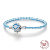 925 Sterling Silver Drop Rubber Bracelet Love Butterfly Clover Bracelet Original Charm Beads Jewellery.
