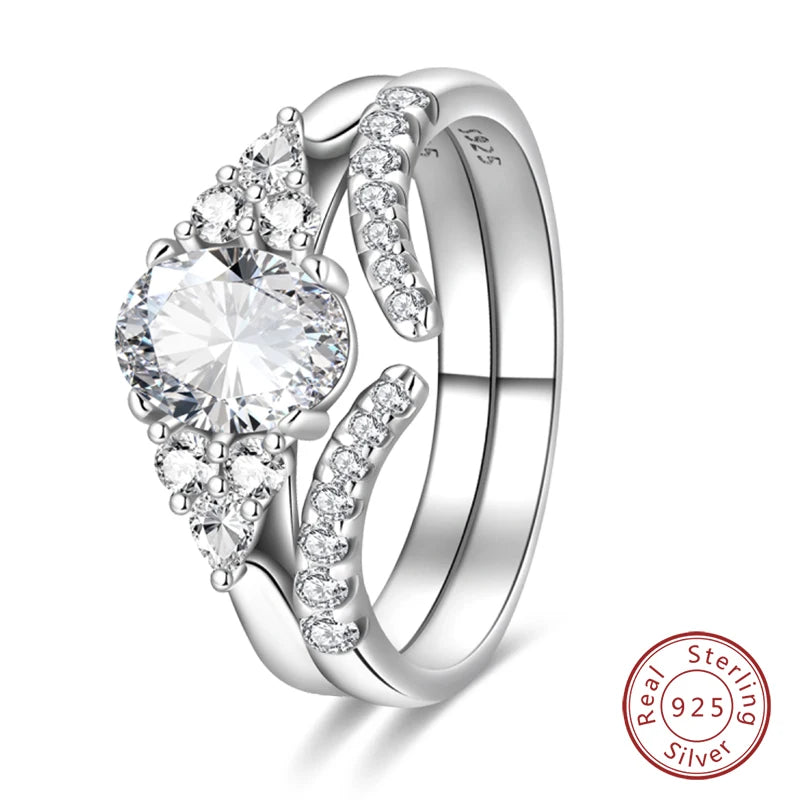 Original 925 Sterling Silver Minimalist Ring Sparkling Cubic Zirconia Ring Jewelry.
