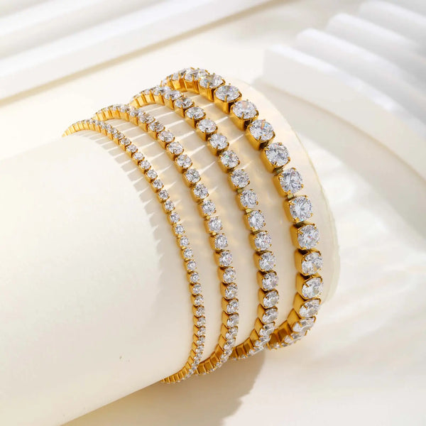 Classic Charm Tennis Bracelet, AAA Zircon Stainless Steel Chain Bracelet, Jewellery Waterproof.