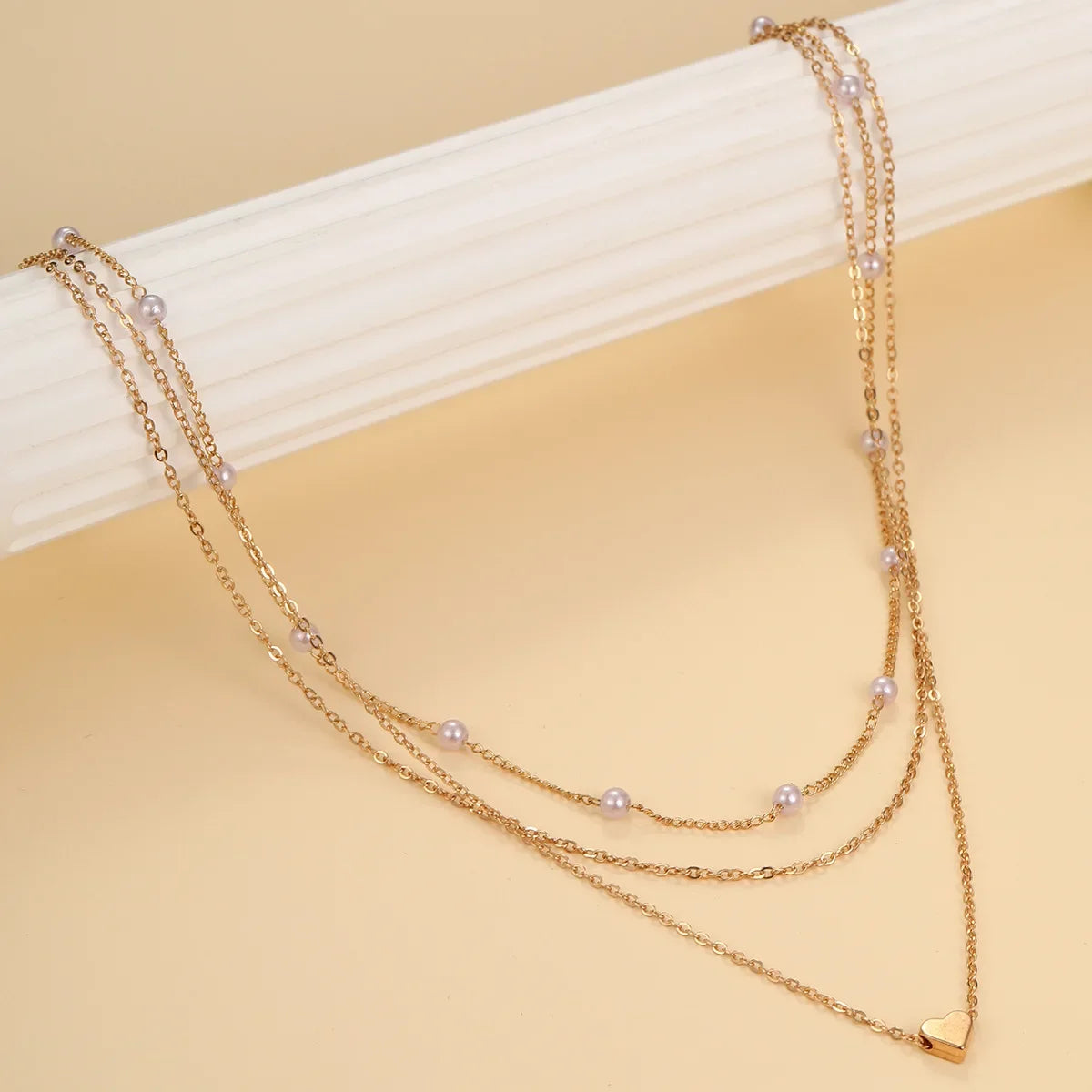 Multilayer Pearl Cross Love Heart Pendant Necklaces Collarbone Neck