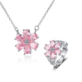 Pink Zircon Crystal Flower Pendant  Fine Jewellery Sets.