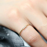  S925 Sterling Silver Plated 14K Gold Sparkling Three Zircon Rings for Women Exquisite Jewellery.