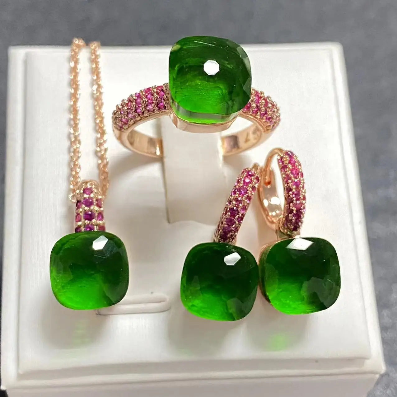 3Pcs Rose Gold Plated Jewelry set with Inlay Purple Zircon Crystal