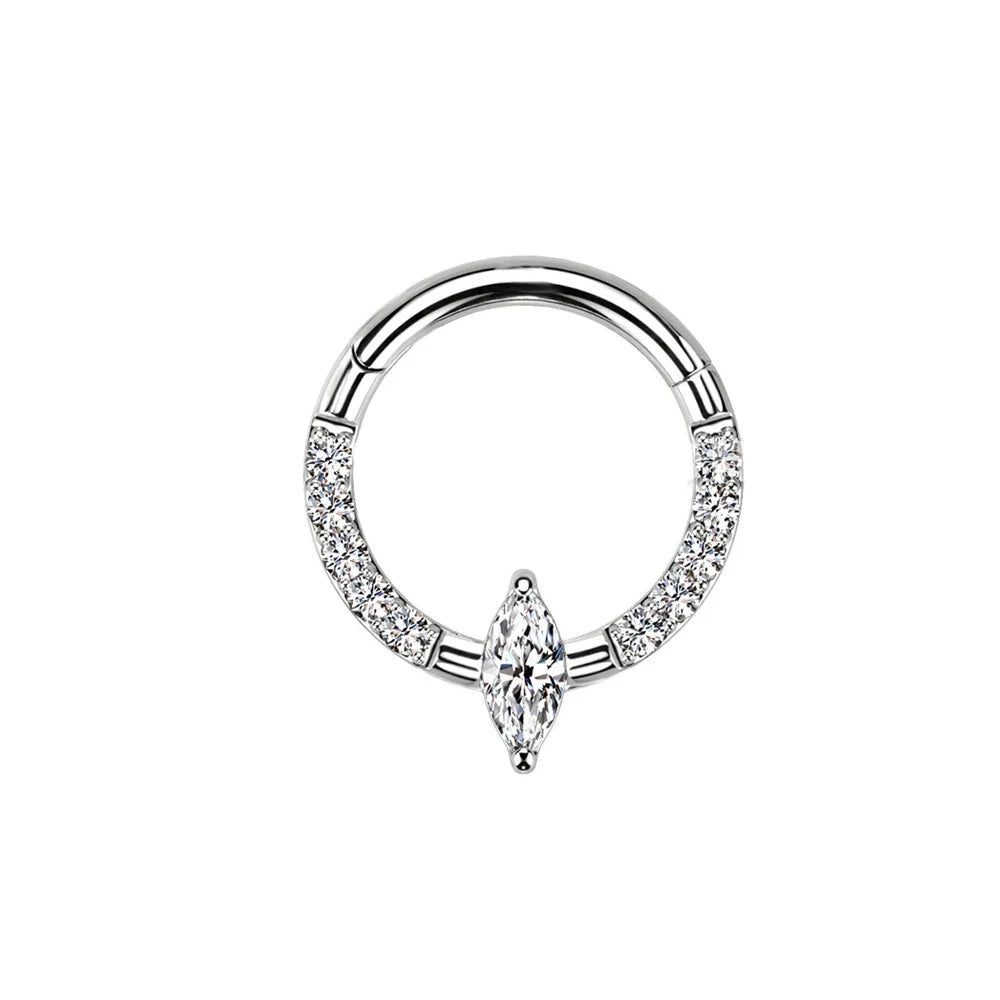 Water Drop Septum Piercing Nose Ring Clicker Cubic Zirconia Cartilage Dailly Earrings.