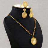 Gold plated color set, Necklace and earrings set for women high quality plated jewelry set.