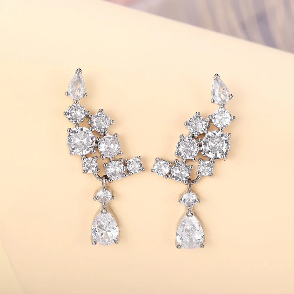 Graceful Luxury Pendant Earrings, Fashion Accessories with Dazzling Zirconia  Jewellery.