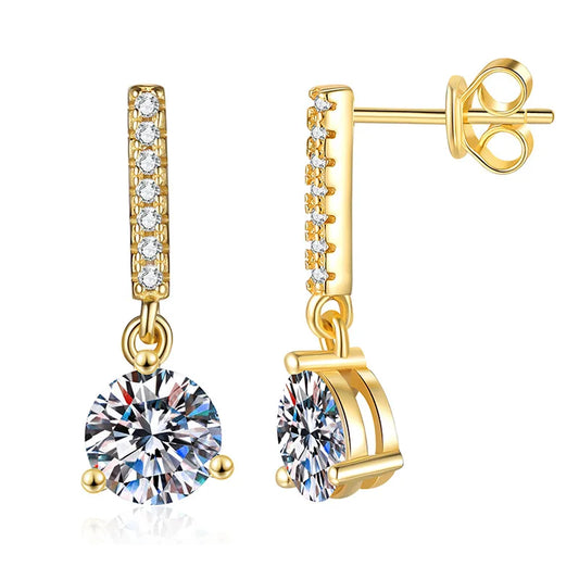 Luxury 100% Real 18k Gold Diamond Stud Earrings 2 karat Moissanite High grade Stud Earrings.
