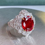 High-end 925 Sterling Silver Ruby Open-Ended Ring Elegant Precious Gemstone Finger Ring.