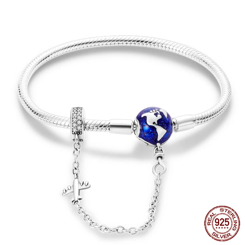 Bracelet Silver 925 Original Star Moon Sun Four Leaf Clover Green Zircon Bracelets Jewellery.