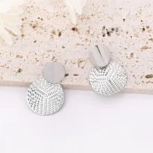 Trendy Geometric Metal Round Earrings.