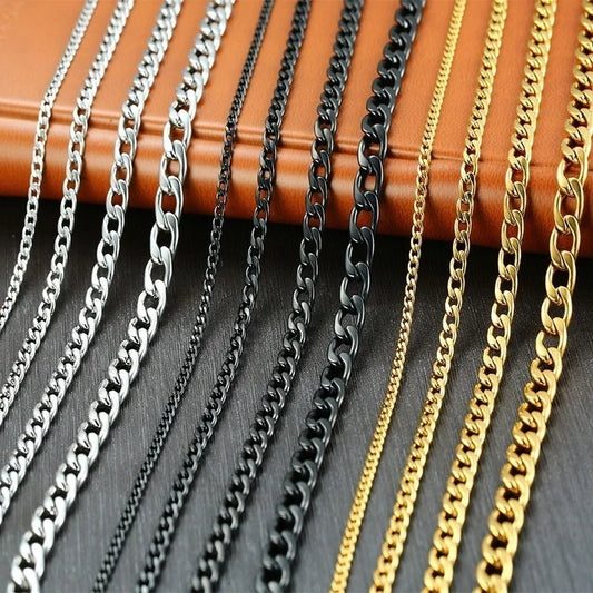 Men's Chain Necklace Stainless Steel Black Gold Color Men's collar Jewelry Gifts