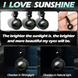 16 Mm Black Tiger Eyes Stone Necklaces with Adjustable Braided Rope Cords Natural Crystal Pendant.