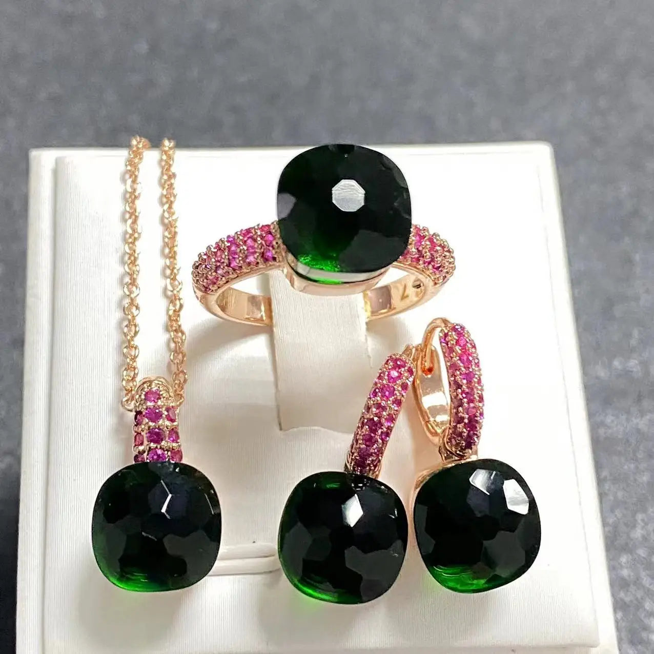 3Pcs Rose Gold Plated Jewelry set with Inlay Purple Zircon Crystal