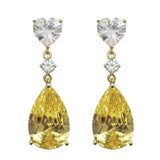 Drop Earrings with Bright Yellow Crystal Accessories Exquisite Jewellery Gift.
