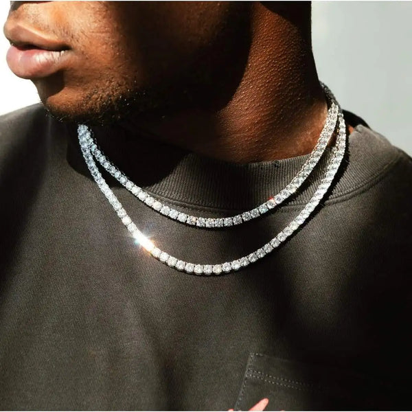 4MM Chain Iced Out Bracelet Necklace Men Fashion Jewellery Gift. Alternate View