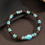 Imitation Natural  Blue Stone Bead Bracelet Fashion Men Summer Jewellery.