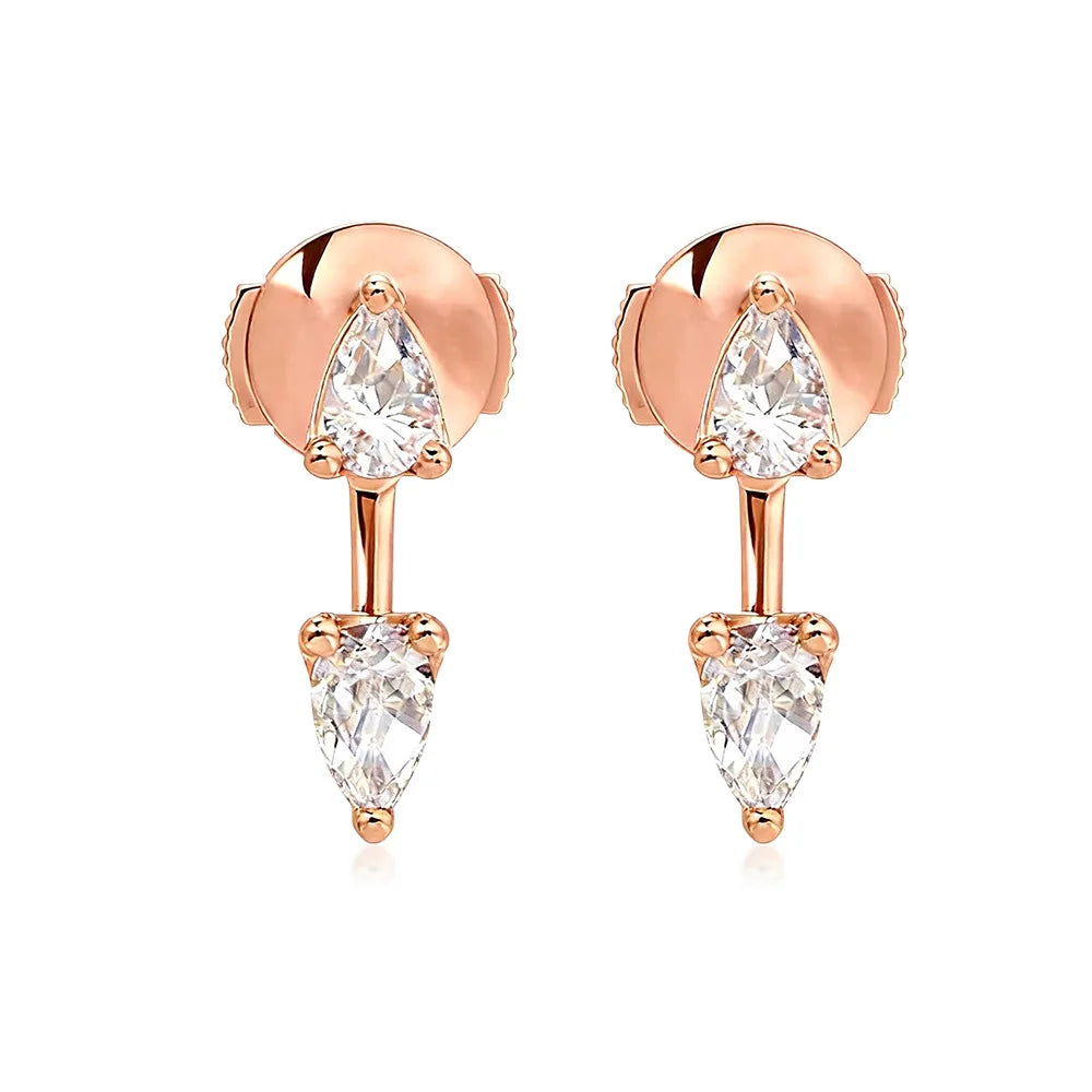 1CT D Color Moissanite Teardrop Earrings - 925 Sterling Silver Plated 18K Gold Drop Earrings Luxury Jewelry