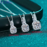PT950 Platinum Square Gemstone Certificate 0.5/1/2 Carat Moissanite Diamond Pendants Necklaces.