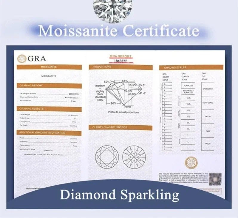 Luxury 100% Real 18k Gold Ring  Moissanite Women's Stud Earrings Luxury Classic.