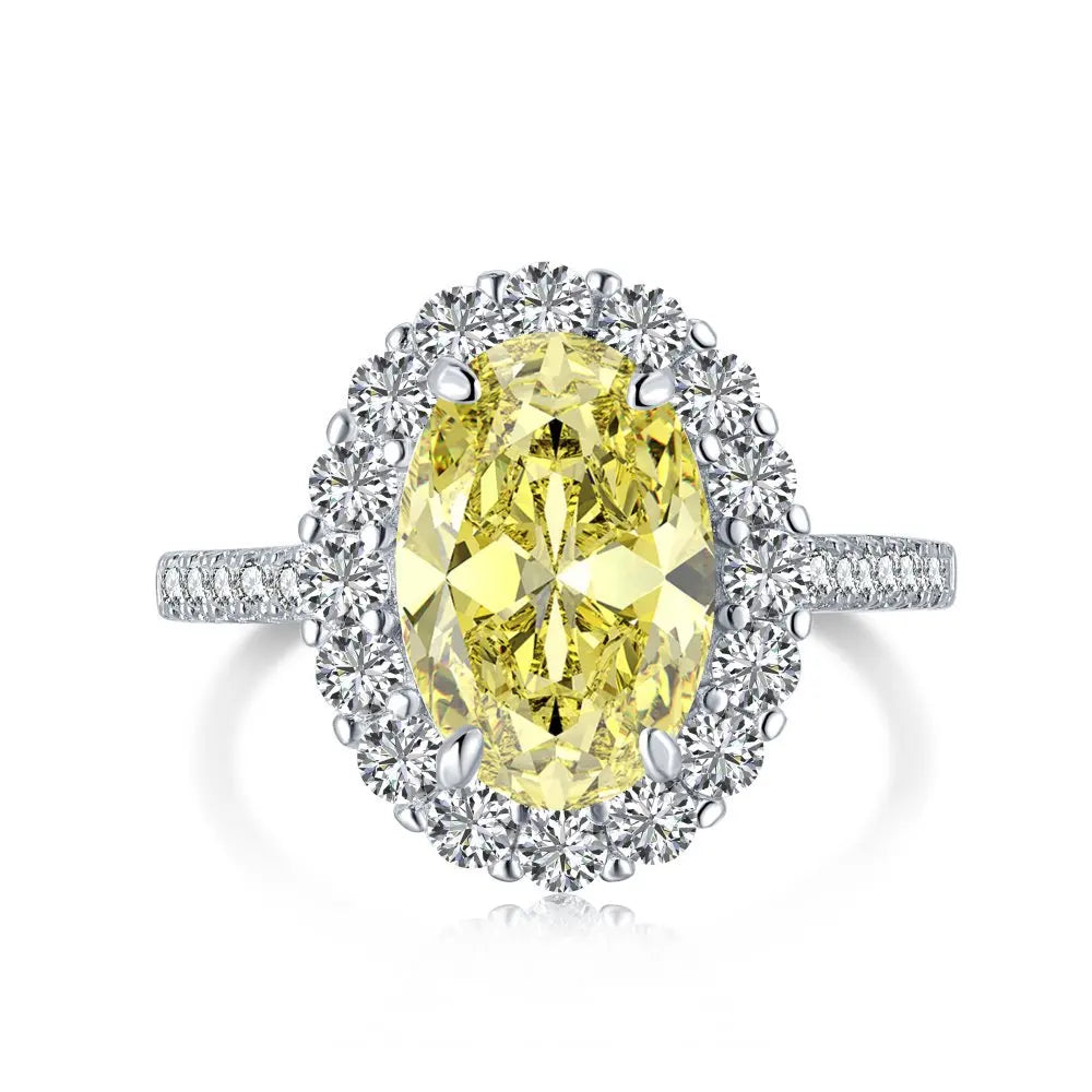 925 Sterling Silver Fine Jewelry Oval Cut 8A Cubic Zirconia Classic Luxury Ring.