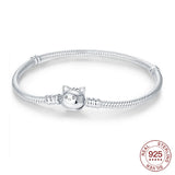 925 Sterling Silver Drop Rubber Bracelet Love Butterfly Clover Bracelet Original Charm Beads Jewellery.