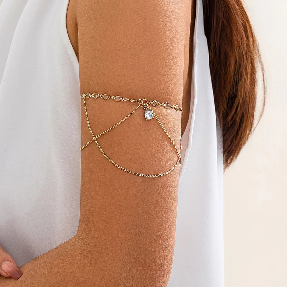 Arm Bracelet Adjustable Crystal Chain Arm Bangle Beach Fashion Pulseiras Bijoux Lover Bracelet Hip Hop Bangles For Women B070
