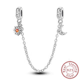 Safety Chain Fit Original 925 Sterling Silver Beads Moon Star Butterfly Heart shaped Jewellery Gift.