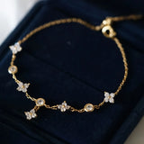 925 Sterling Silver Clover Design Ankle Bracelet Dainty Charm Chain Anklet Adjustable Flower Foot Jewellery.