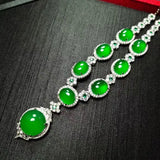 Deluxe Chalcedony Necklace Green Large Egg Women's Necklace.